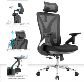 Kancelárska ergonomická stolička Neoseat STEVEN — čierna, nosnosť 150 kg