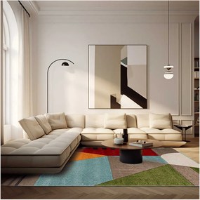 TA Prírodne melírovaný modrý geometrický koberec  A101A BERBER/L.BLUE ATLANTA FMM Rozmer: 80x150 cm
