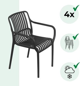 Záhradná stolička LUISE, set 4 ks, antracitová I.P.A.E-Progarden