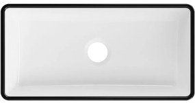 Mexen Nadia, umývadlo na dosku 46x23x12 cm, biela lesklá-čierny okraj, 21614607