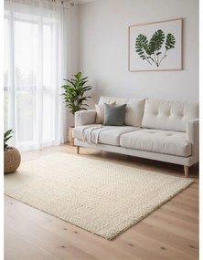 Krémový/slonovinový ručne tkaný koberec s prímesou vlny 160x230 cm Majoli – Elle Decoration