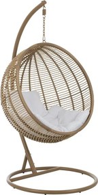 Závesné béžové záhradné ratanové kreslo Lounge Beige -119*110*193 cm