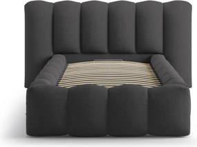 Antracitová čalúnená jednolôžková posteľ s úložným priestorom s roštom 90x200 cm Lupine – Micadoni