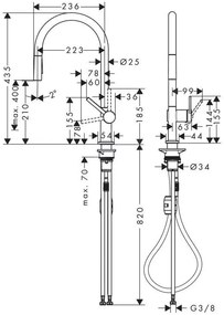 Hansgrohe M54, drezová batéria Talis s výsuvnou spŕškou, kartáčovaný čierny chróm, HAN-72800340