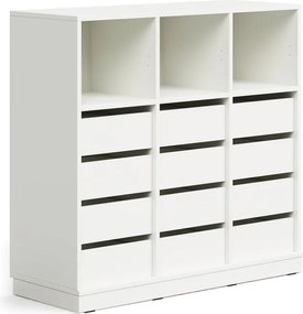 Úložná skrinka CASPER, 12 zásuviek, 3 horné priehradky, so soklom, biela