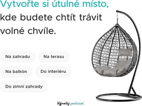 AKCIA Závesné kreslo KOKON so stojanom, béžové II. akosť