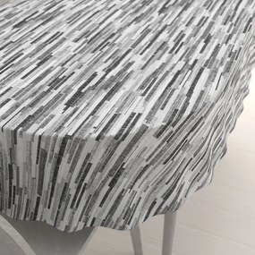 Biante Veľký dekoračný oválny obrus Leona LN-175 Sivo-čierne pásiky 180x220 cm