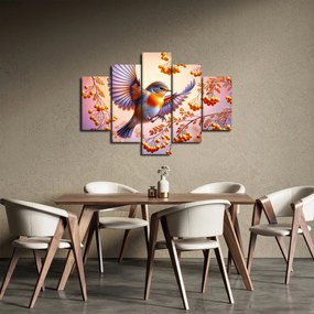 Obraz - Vták s jarabinou (150x105 cm)