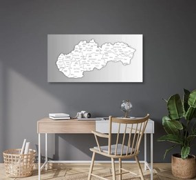 Obraz čiernobiela mapa Slovenska - 120x60