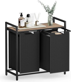 2-priehradkový kôš na bielizeň, 2 x 46 l, 73 x 33 x 72 cm, ťavohnedá a čierna farba