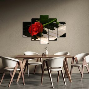 Obraz - Klavír a ruža (150x105 cm)