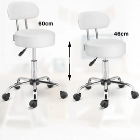 Casaria Taburetka na kolieskach s operadlom ROLAND, Ø35cm, biela