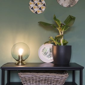 Art Deco stolná lampa mosadz s modrým sklom - Pallon