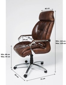 Cigar Lounge kancelárska stolička hnedá koža
