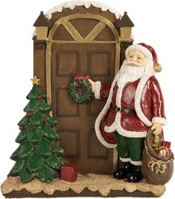 Červená vianočná dekorácia Santa Claus pri dverách - 18*7*20 cm