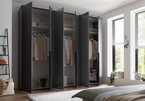 Šatníková skriňa so zrkadlami Kevo, 270 cm, grafitová