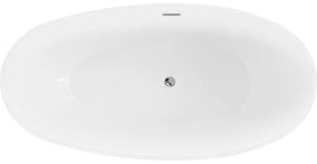 Mexen Bilbao, voľne stojaca vaňa 180 x 90 cm, biela, chrómový prepad, 51311809000-01