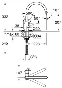 GROHE 31368001 - Drezová batéria BAULOOP lesklý chróm