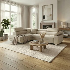 Rohová sedacia súprava s funkciou spania FREDO ľavá Béžová