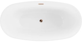 Mexen Eris, voľne stojaca vaňa 180 x 95 cm, biela, ružové zlato prepad, 53441809500-60