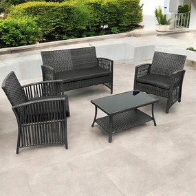 Záhradný set NM-02 z kvalitného technoratanu - sivý + sivé vankúše