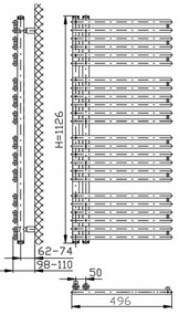 Aqualine Aqualine, TUBINI vykurovacie teleso 496x1126mm, antracit, DC305T