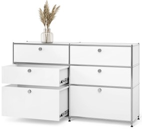 Kovová komoda »CN3« so 6 zásuvkami, biela