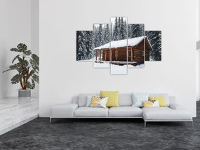 Obraz - Zasnežená chata (150x105 cm)