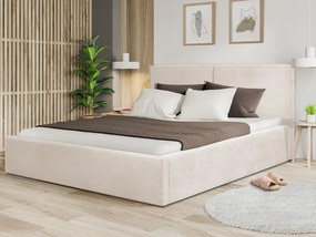 Posteľ Inez 180x200 cm, smotanovo biela štruktúrovaná látka