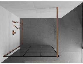 Mexen Kioto, sprchová zástena Walk-In 100 x 200 cm, 8mm číre sklo čierny vzor, medený matný profil, 800-100-101-65-77