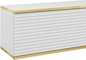 Závesná TV skrinka Orfeo, 135 cm, biela štruktúra/zlatá