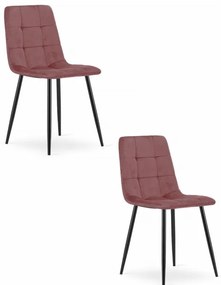 Set dvoch jedálenských stoličiek KARA zamatové ružové / čierne nohy (2ks)