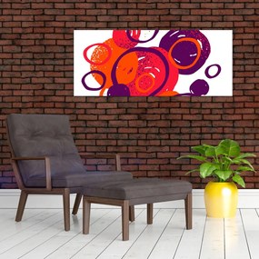 Obraz - Motív s kruhmi v teplých farbách (120x50 cm)