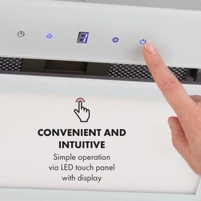 Klarstein Hektor Brilliant Edition, digestor, 52 cm, vstavaný, 506 m³/h, dotykové ovládanie, sklo, biely