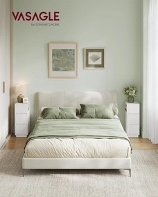 Sada 2 ks úzkych nočných stolíkov s 2 zásuvkami, 30 x 25 x 65 cm, biele