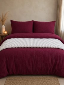 Mušelínové obliečky Bordové 140x200/70x90 cm | 100 % bavlna