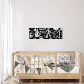 Obraz - Graffiti (s hodinami) (90x30 cm)