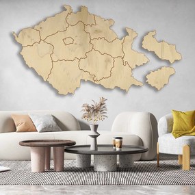 Drevená nástenná mapa Česká republika | 14 dielikov: Prírodná preglejka - Topoľ  natural 40 x 70 cm 4180-65511 M002