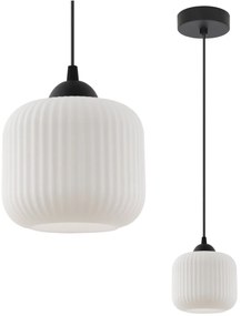 Závesné svietidlo Riffle, 1x biele sklenené tienidlo, b