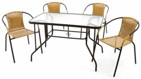 Garthen 37024 Záhradný set polyratanový 4 stoličky a sklenený stôl