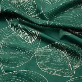 Zamatový stredový obrus s lesklou potlačou listov zelenej farby Šírka: 35 cm | Dĺžka: 180 cm