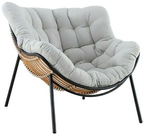 Sunfun Lounge kreslo XXL, 96 × 110 × 83 cm, oceľ, prútie, polyester, čierna, sivá, prírodná