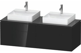 DURAVIT L-Cube závesná skrinka pod dve umývadlá na dosku, 4 zásuvky, 1420 x 550 x 482 mm, čierna vysoký lesk, LC4872B40400000