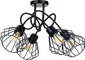 Závesná lampa do LOFT s 4x diamantovo čierna