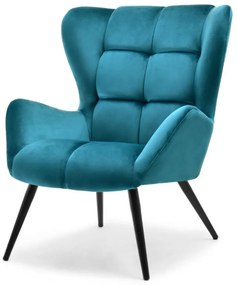Kreslo CHARLES tyrkysové + čierne nohy