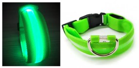Zelený LED obojok pre psa/mačku DUKE - rôzne veľkosti Veľkosť: M