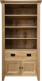 Vysoká drevená knižnica so zásuvkou a dvierkami, 96x43x187 cm