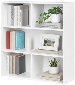 ModernHome Moderná stojaca knižnica do obývačky a spálne 3 úrovne biela ModernHome