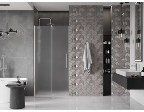 Mexen Velar, posuvné sprchové dvere do otvoru 110 cm, 8mm sklo námraza, brúsená oceľ, 871-110-000-31-97