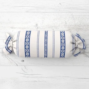 Biante Vankúš valec bonbon Sandra SA-590 Modrý ľudový vzor na bielom 15x80 cm